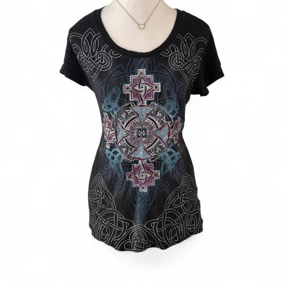 Y2K  baby tee gothic grunge Twisted by Courtney black cotton baby tee Size XL